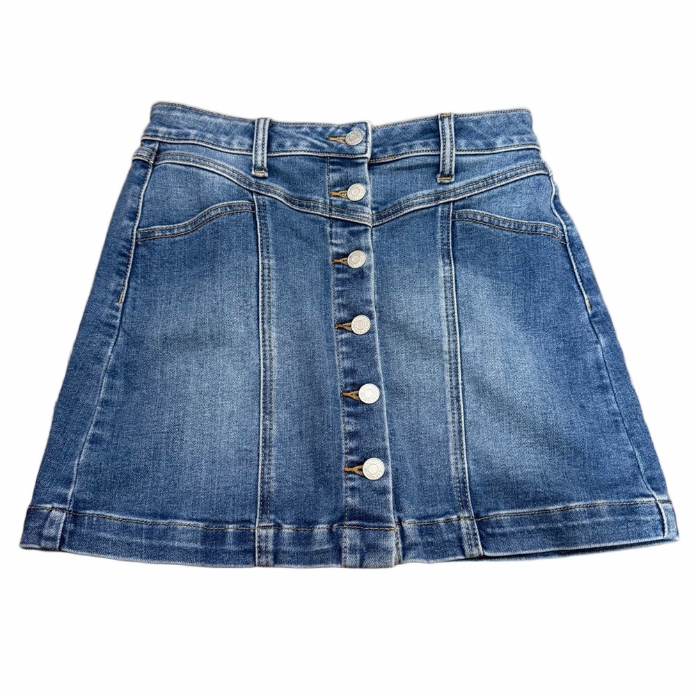 Sneak Peek Blue Denim Buttoned Skirt Size Small - Picture 3 of 14